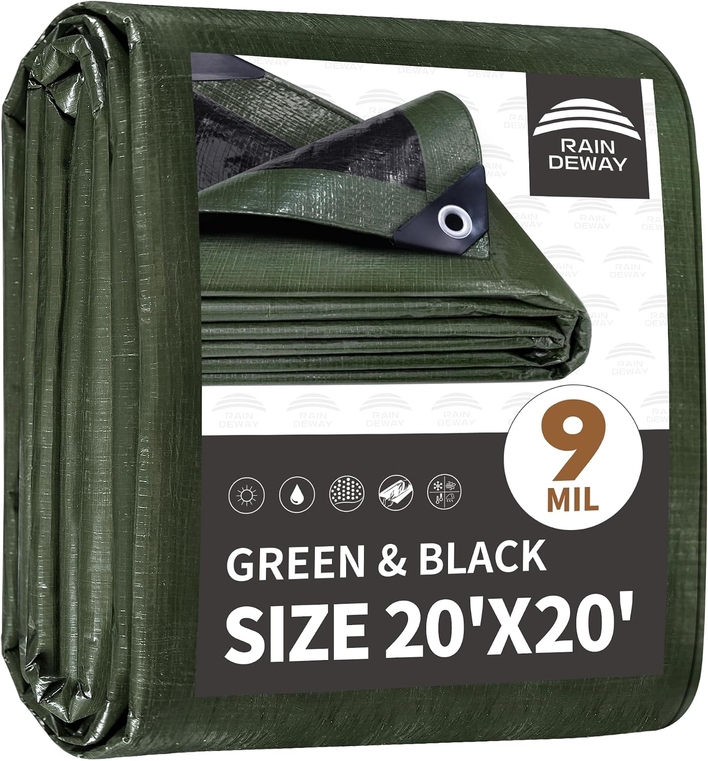 Lona impermeable 20x20ft 9mil ojales metal reforzado
