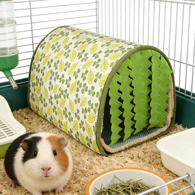 Túnel escondite hámster chinchilla conejo enano con cortinas verde