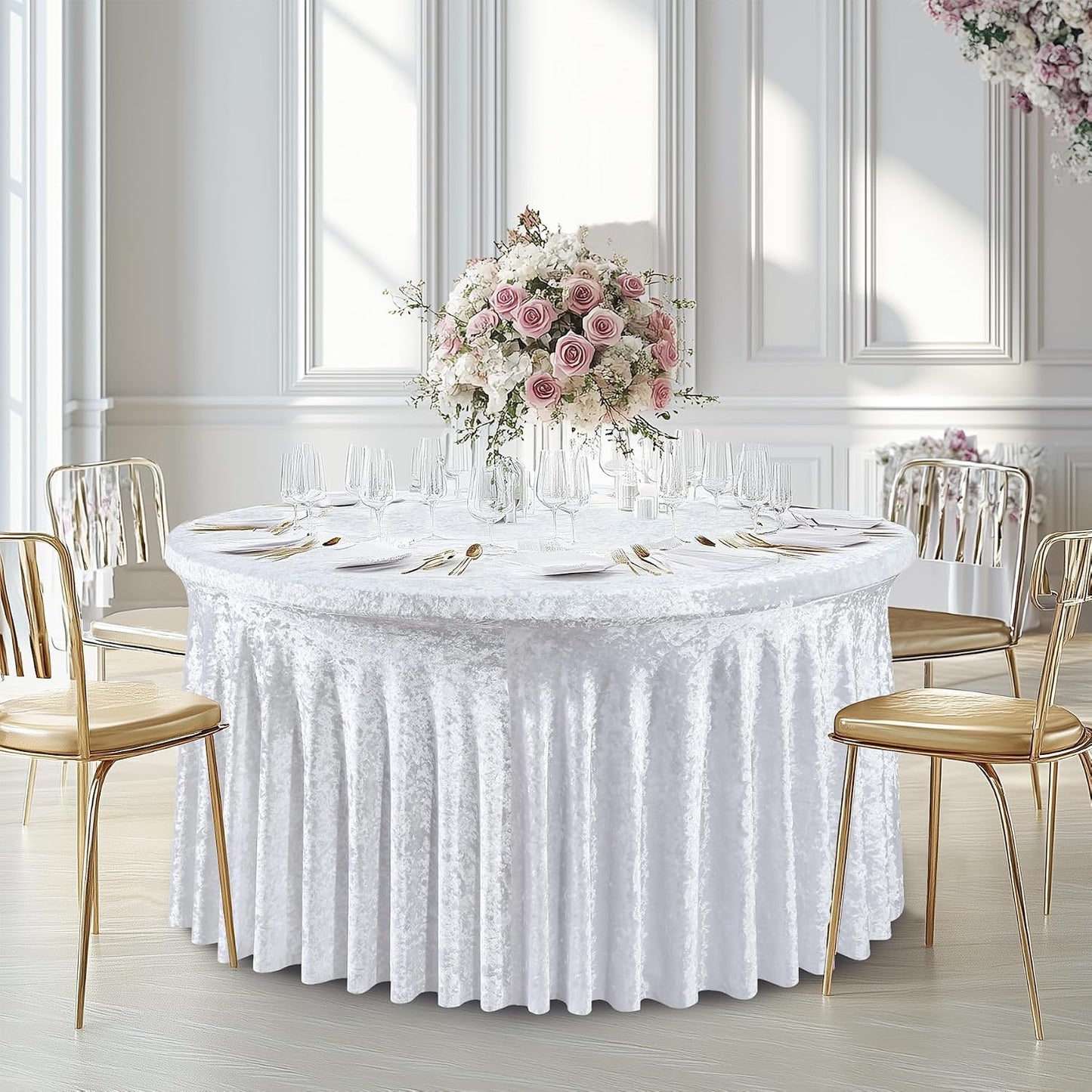 2 Pzas Manteles Redondos 5ft Velour Brillante Boda