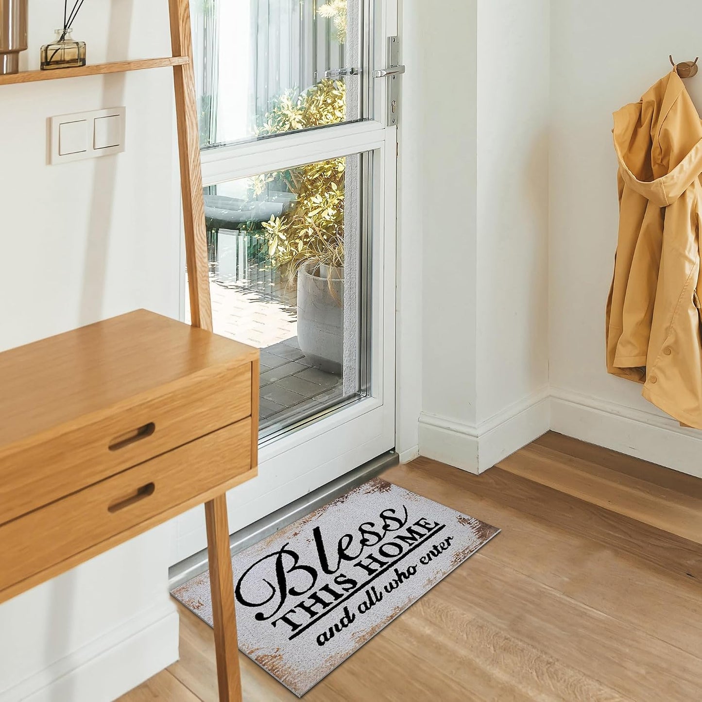 Tapete antiderrap puerta 17x30" decoración religiosa