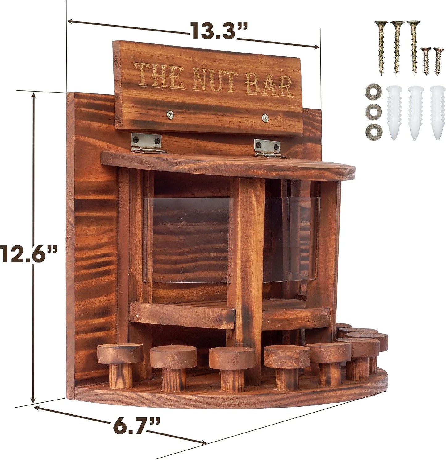 Mesa comedero ardillas madera media luna estructura solida