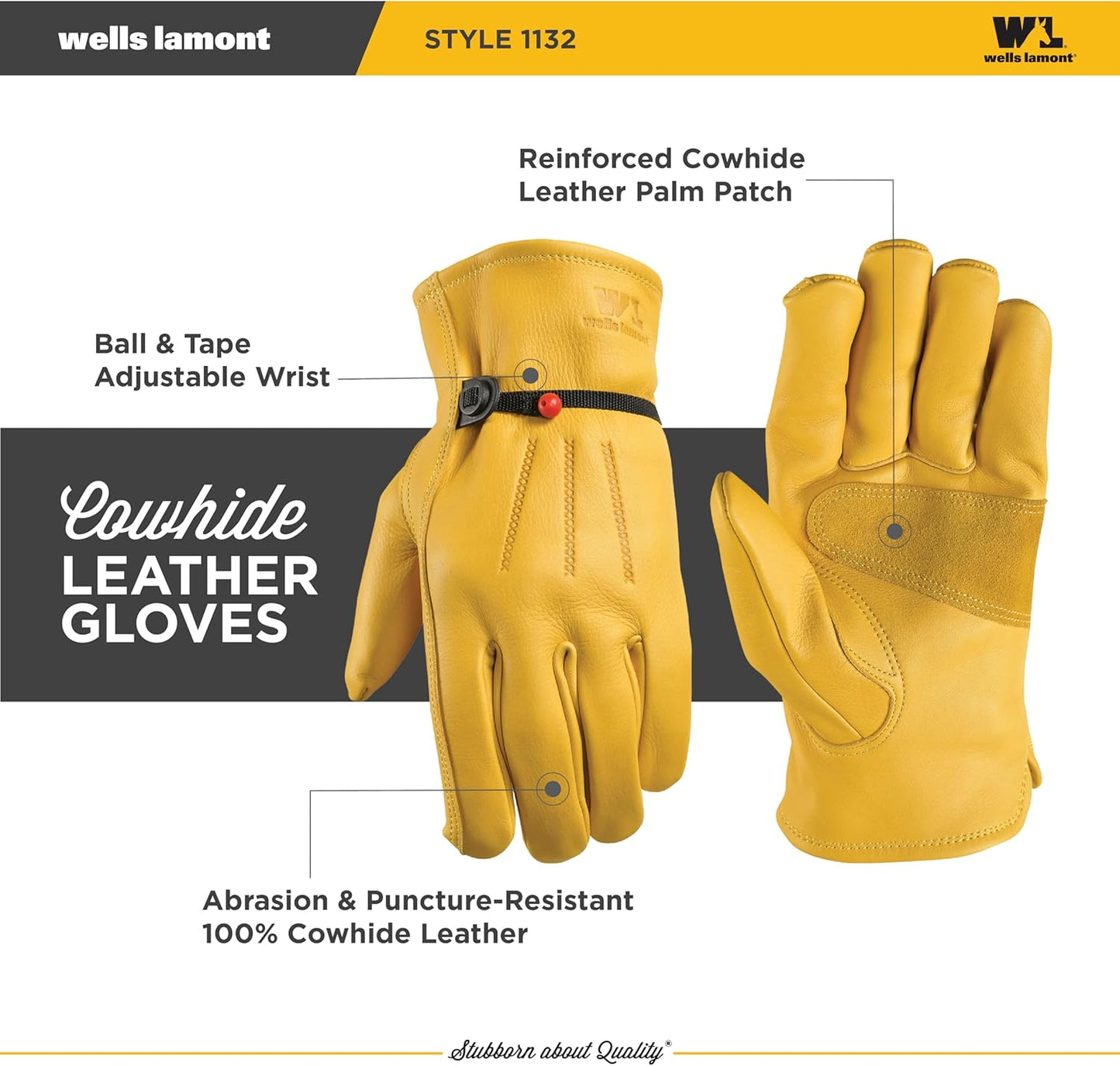 Guantes trabajo cuero vacuno ajustables hombre mujer