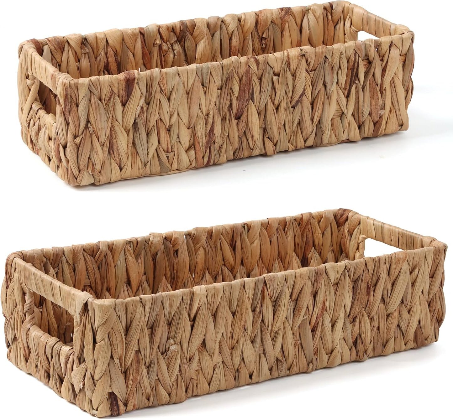 Cesta mimbre asa para organizar encimera bohemio rectangular