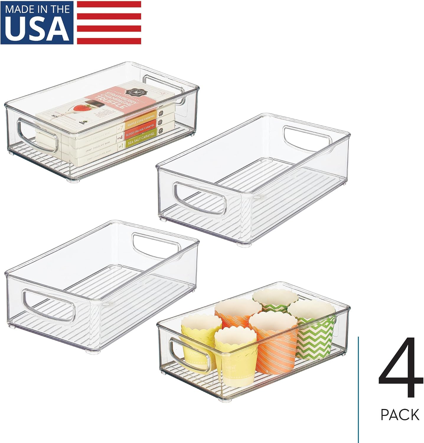 Papelera apilable cocina set 4 transparente