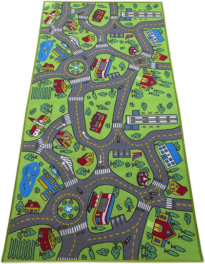 Alfombra infantil educativa con tráfico vial y autos multicolor