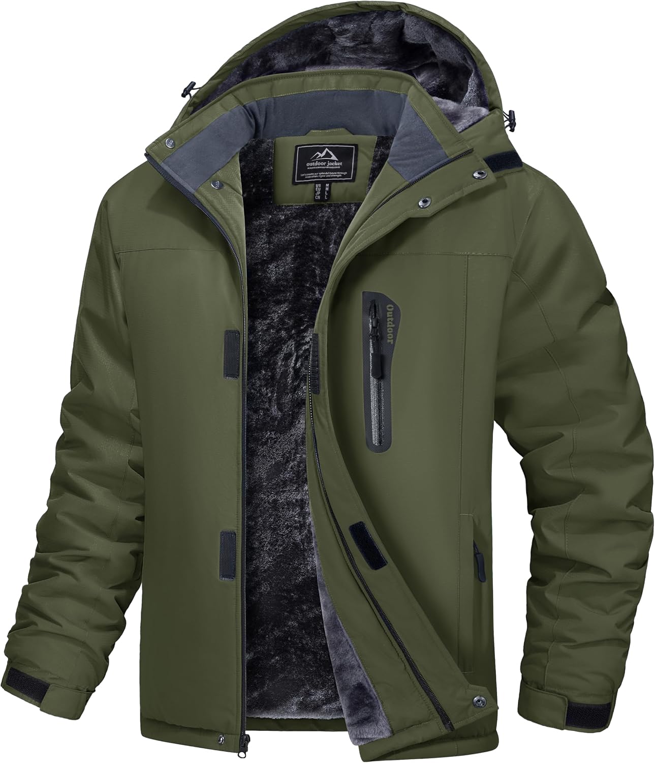 Abrigo invierno hombre impermeable forro polar capucha