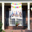 Bandera arpillera 28x40" doble cara cumpleaños gnomos