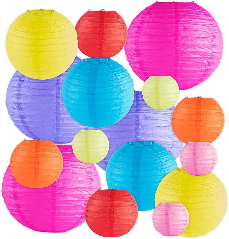 16 Linternas papel flotantes coloridas con marco metalico eventos