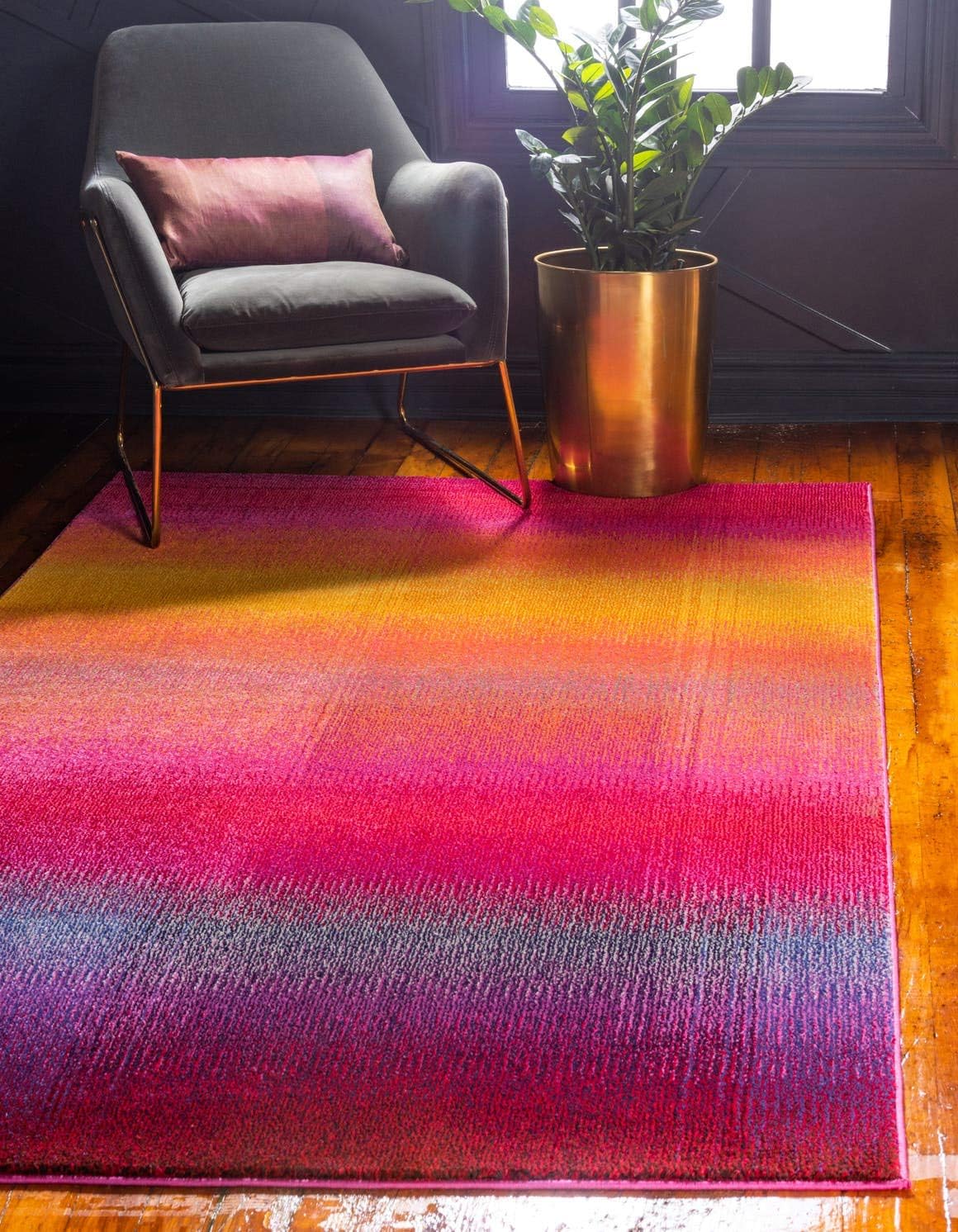 Alfombra área abstracta gradiente 3x3pulg x 5x3pulg rosa/oro
