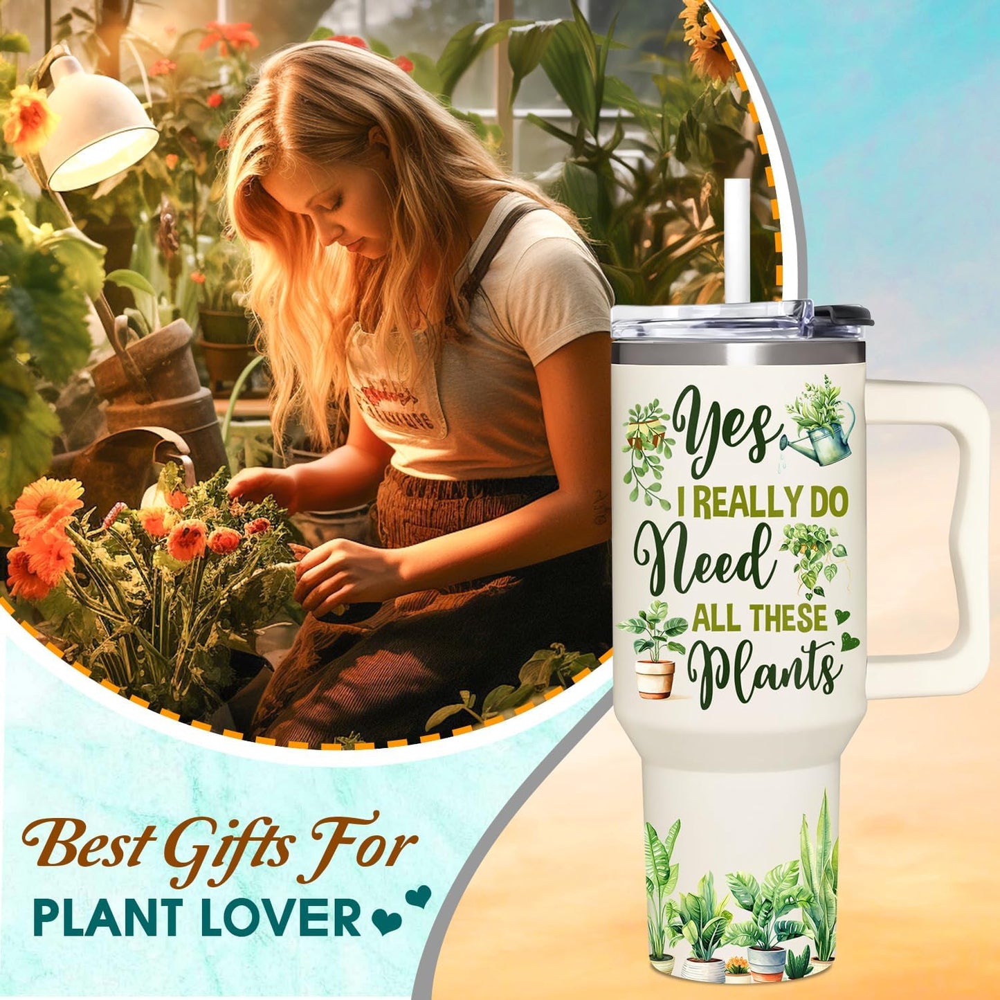 Vaso 40oz Regalo Jardinera Mujer Navidad Cumpleaños