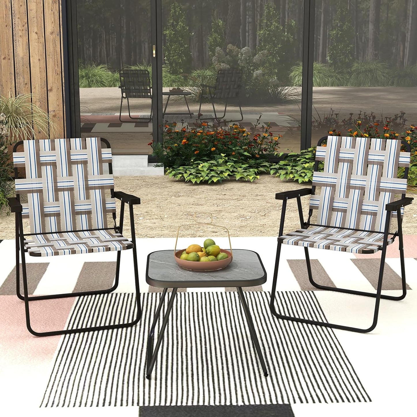 Silla plegable patio reposabrazos set 4 interiores