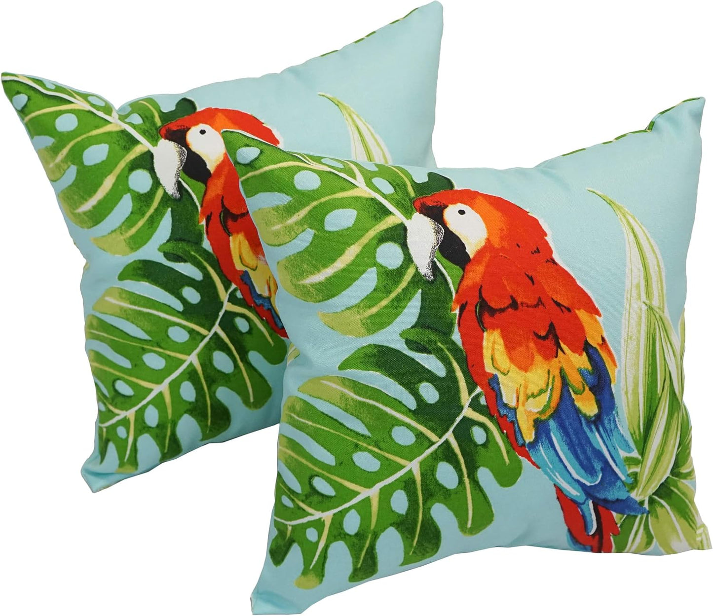 Almohada cuadrada exterior 17pulg palmera loro 2unid