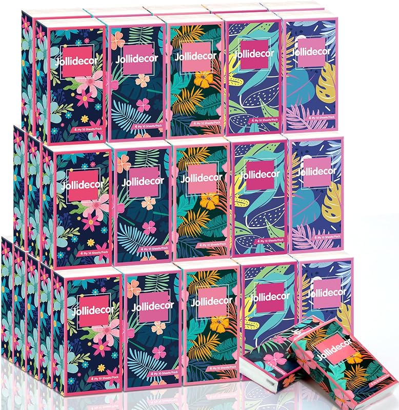 50 Pack Pañuelos Facial 4 Capas Estilo Floral