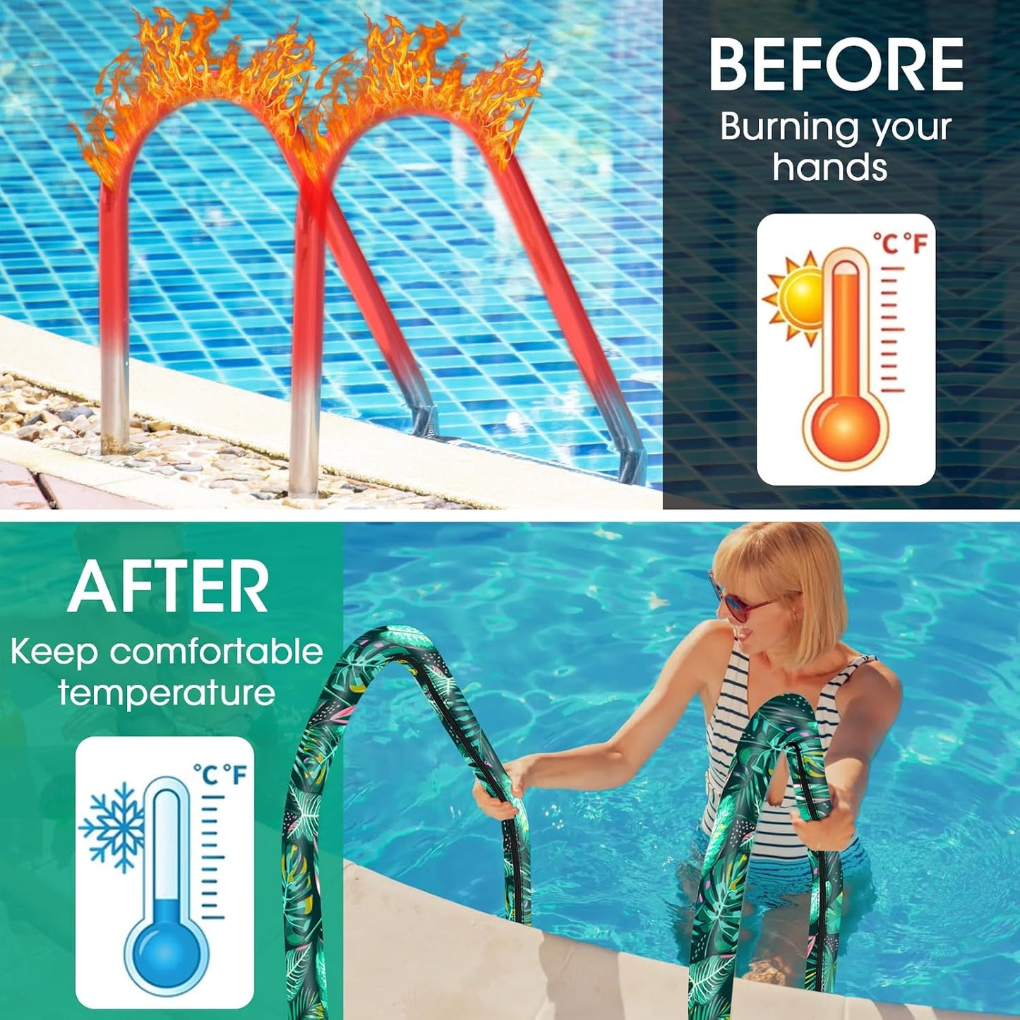 Funda pasamanos piscina 3ft antiderrap con cremallera