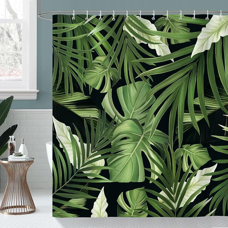 Cortina ducha selva hojas tropicales 72x84pulg impermeable