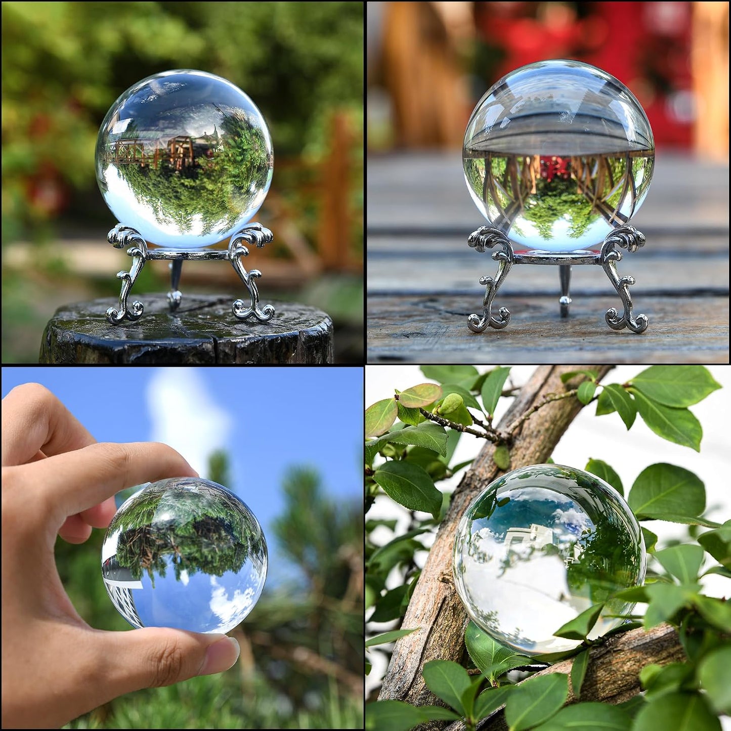 Bola cristal transparente 2.362pulg con soporte para tomas mágicas