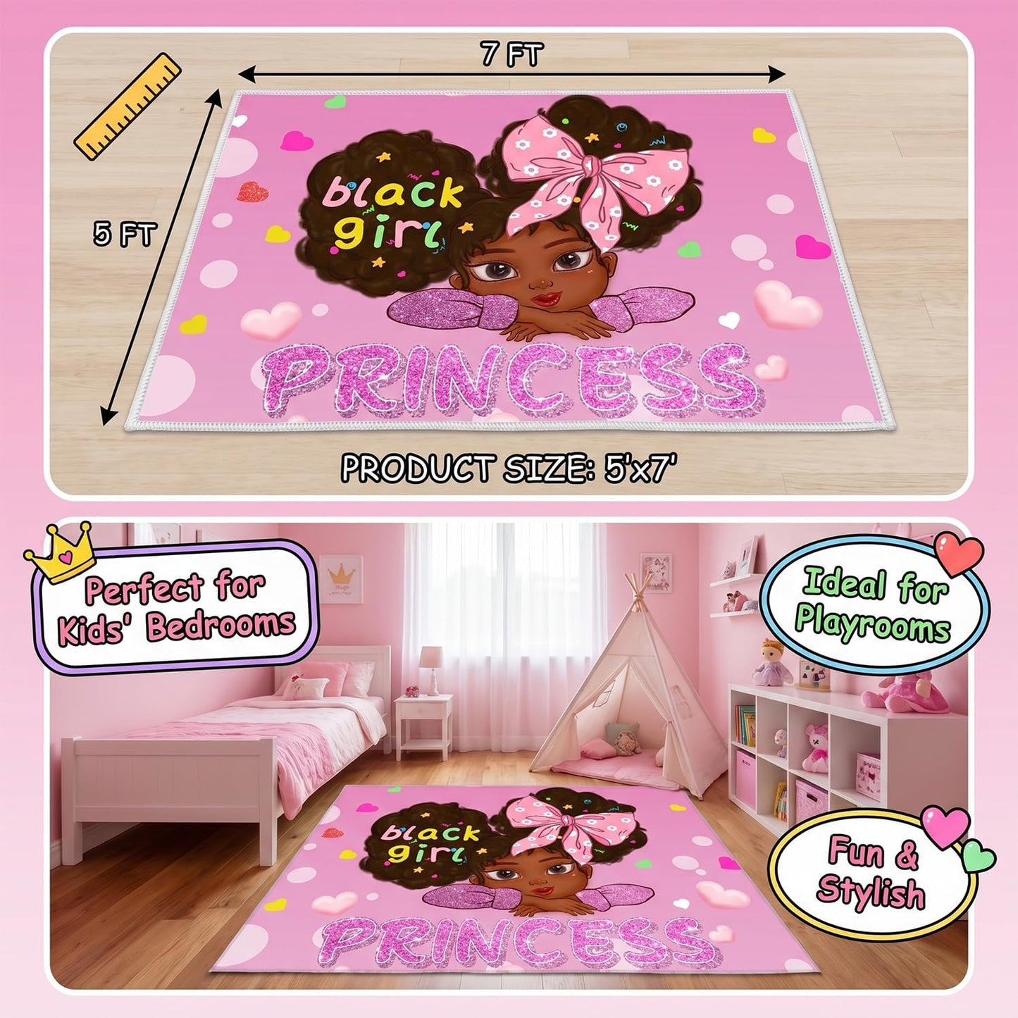 Alfombra para niña dormitorio princesa dibujos animados