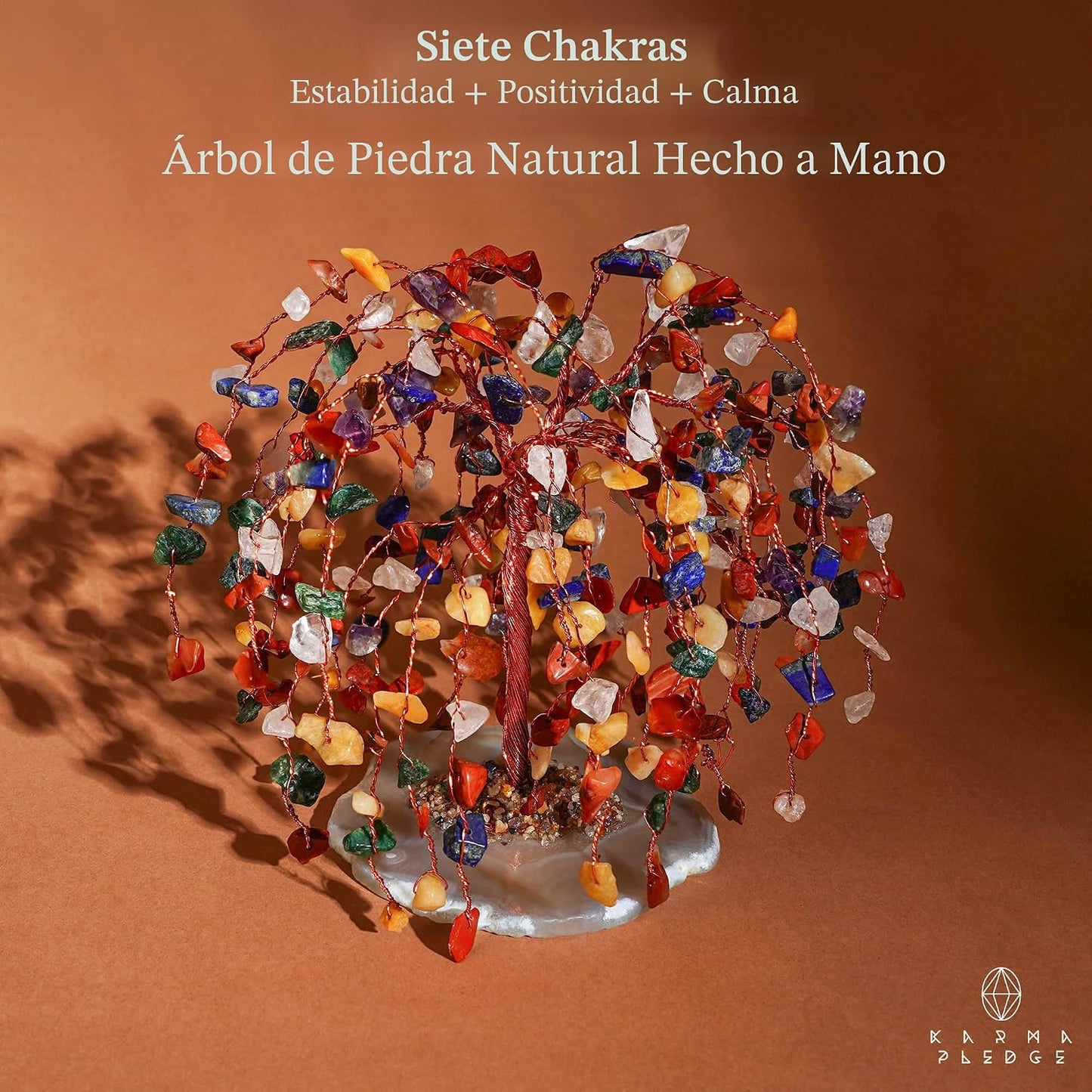 Árbol vida cristal 7 chakras bonsái Feng Shui energía positiva