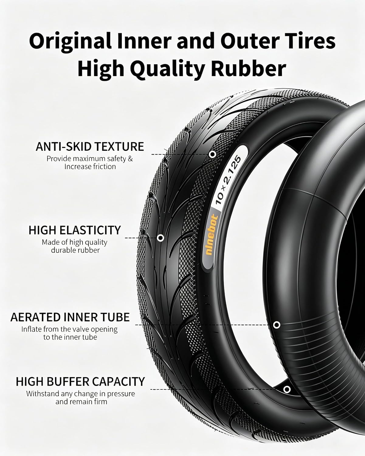 Tubo interior neumático 10x2.125" comp Ninebot F25/F30/F40