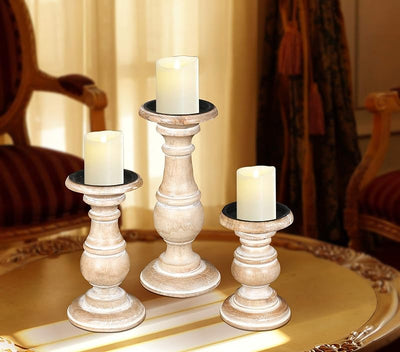 Pilares decorativos madera para velas