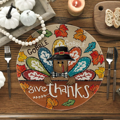 Set 4 manteles redondos otoño 14pulg decoración comedor