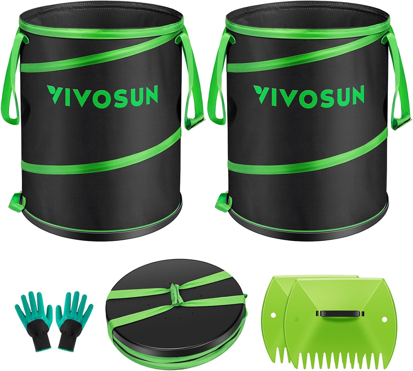 Bote basura plegable 47gal con bolsa reutilizable jardín