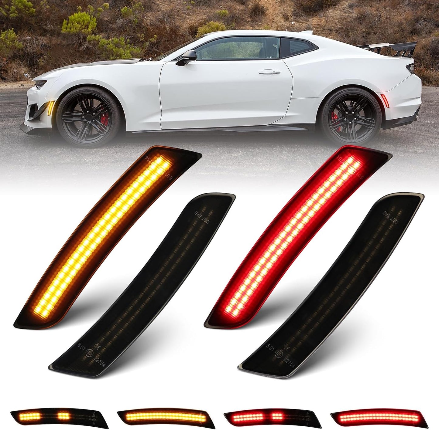 Luces secuenciales LED ámbar rojas para Chevy Camaro 2016-23