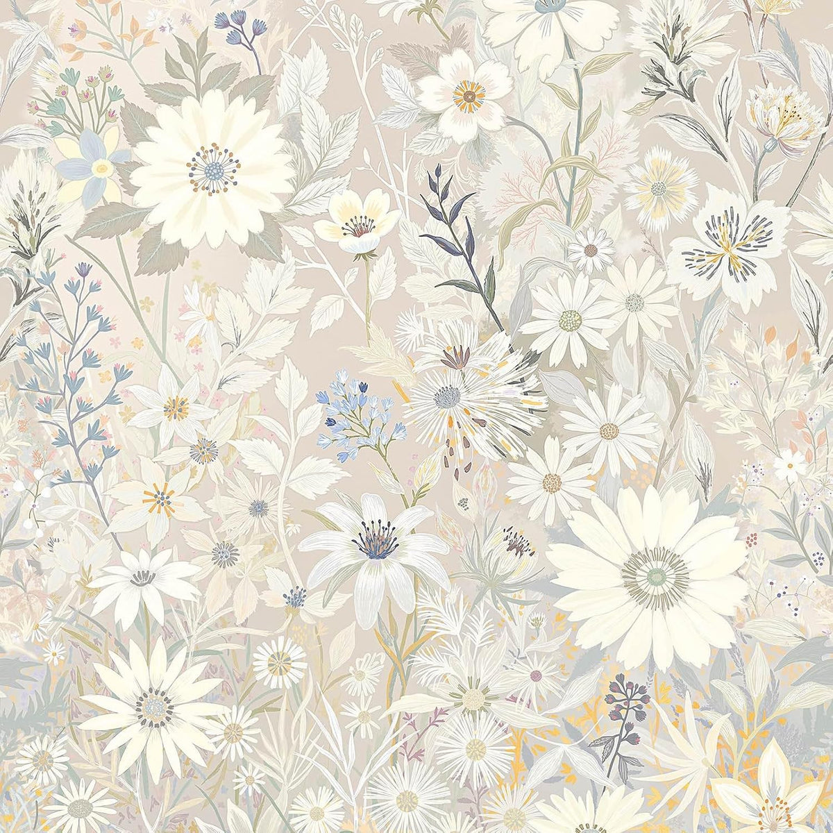 Papel tapiz floral extraíble impermeable 17.3x393.7pulg