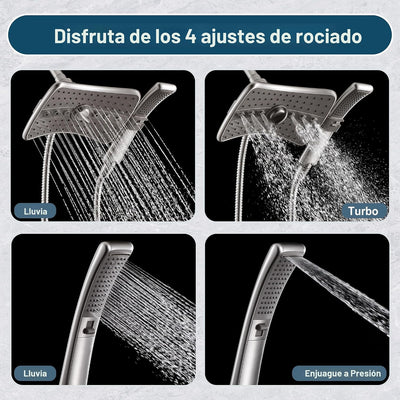 Cabezal ducha alta presión 2 ajustes gris níquel