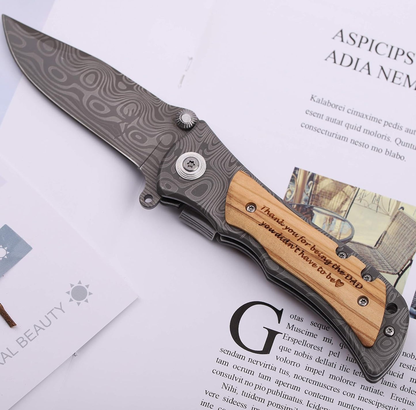 Cuchillo bolsillo grabado regalo padrastro cumpleaños navidad