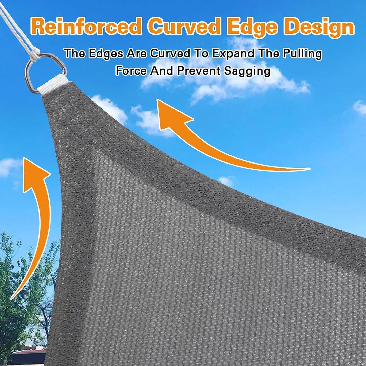Toldo vela curvado 16x20ft gris oscuro patio jardín