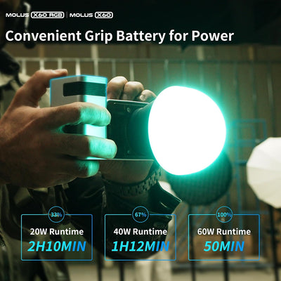 Luz video COB 60W con batería control CCT 2700K~6500K