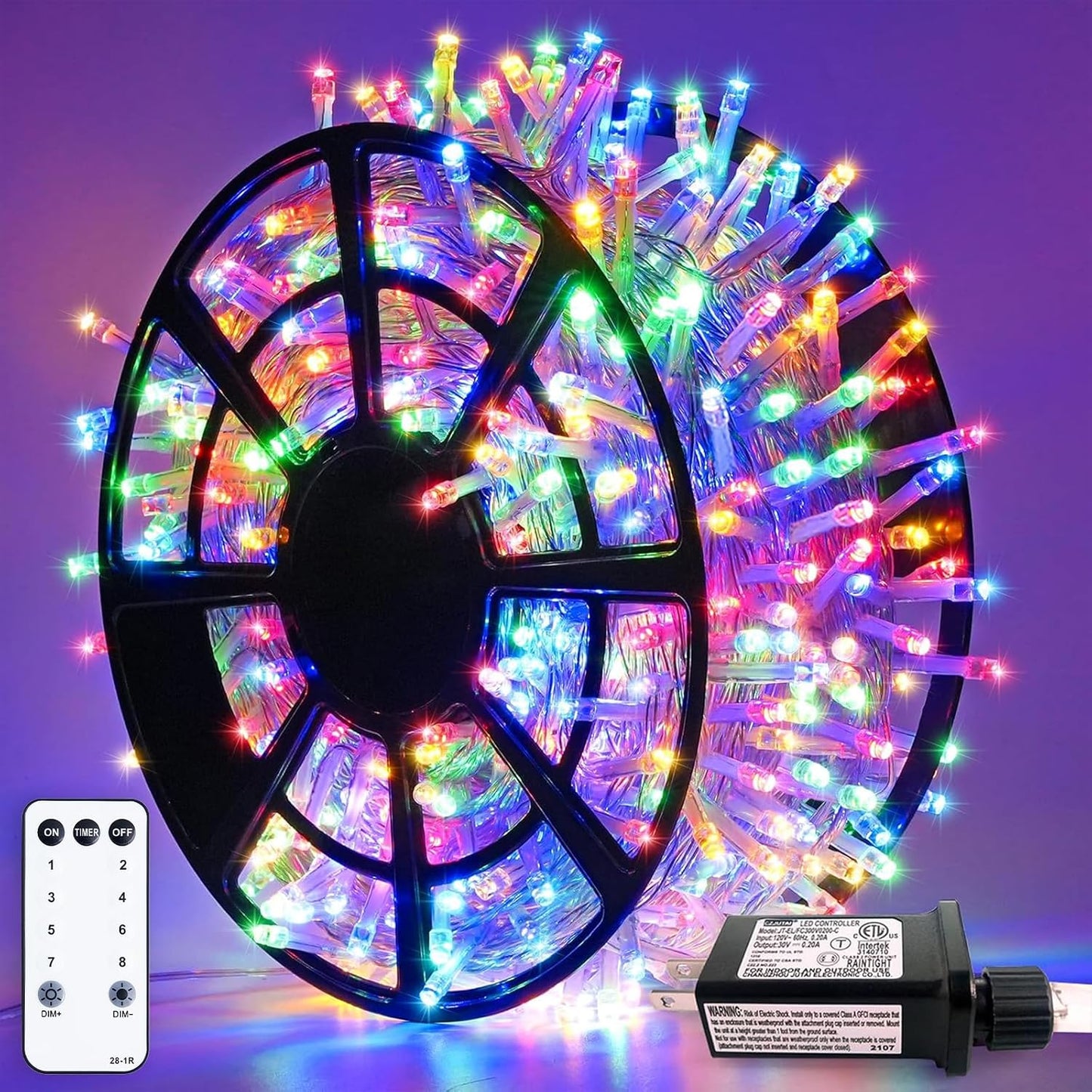 Tira luces Navidad 163ft 500 LED exteriores 8 modos enchufables
