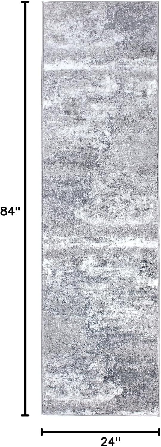 Alfombra gris abstracta estilo bohemio 2x7ft