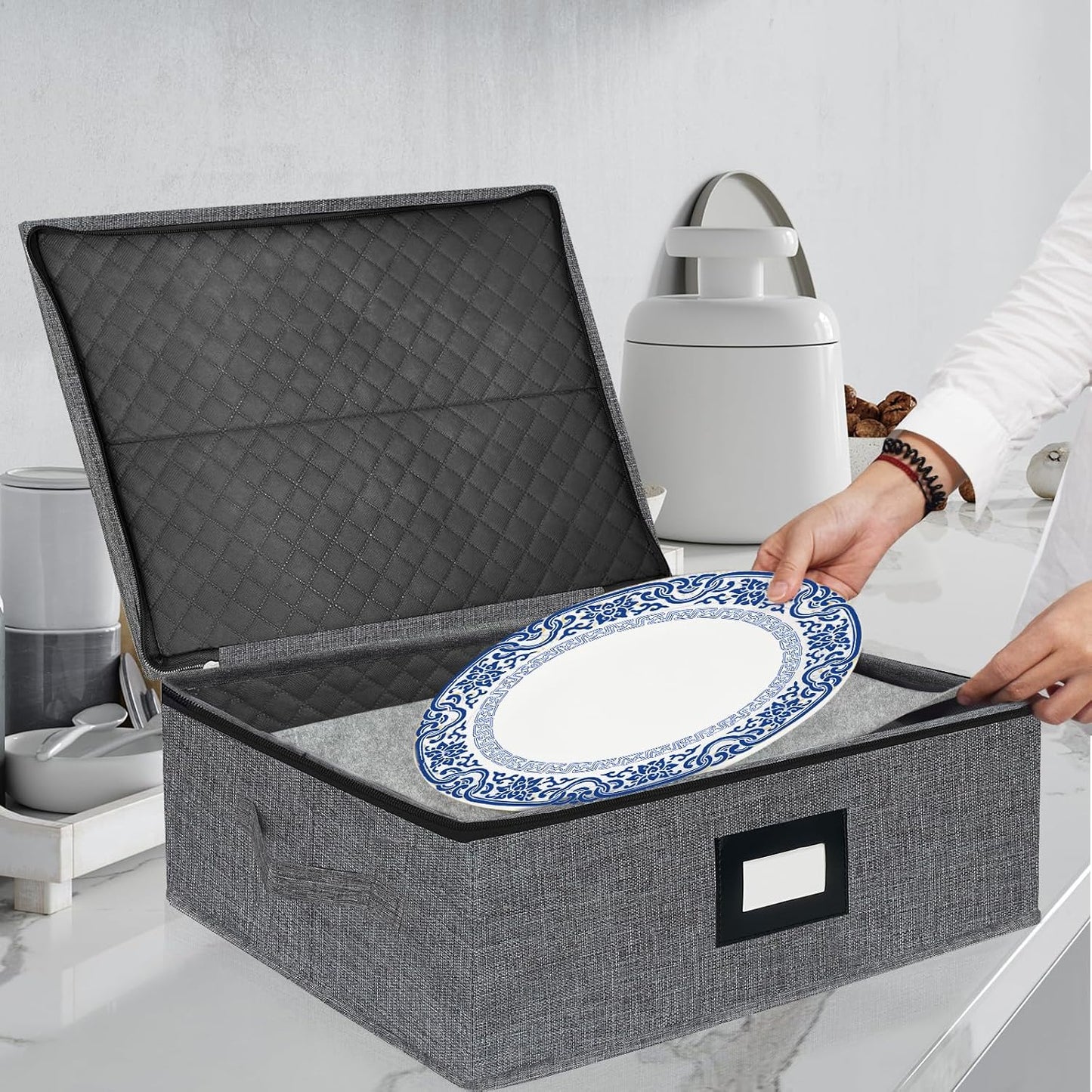 Estuche platos porcelana apilable con cremallera 5.3"
