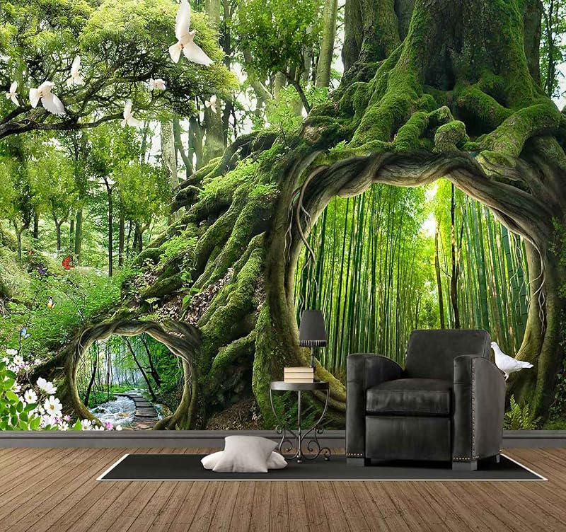 Papel pintado paisaje bosque arroyo 151x105" dormitorio