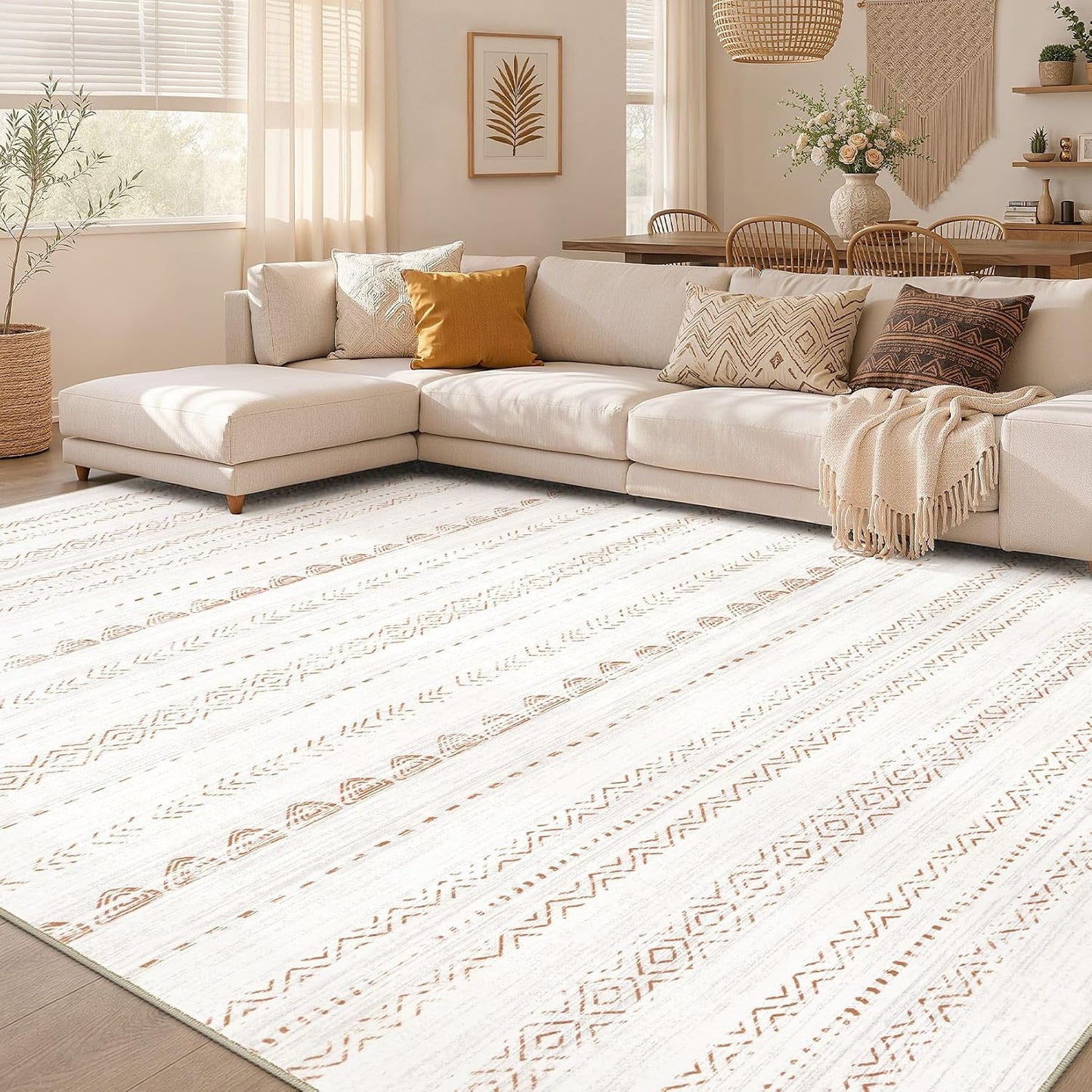 Tapete estilo marroquí 5x7ft lavable para sala dormitorio