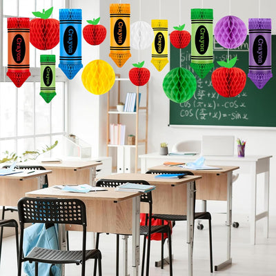 24 Bolas Colgantes Manzana Panal Decoración Aula