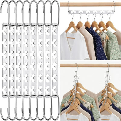 Perchas mágicas cromadas 10.5" pack 8 ahorrar espacio