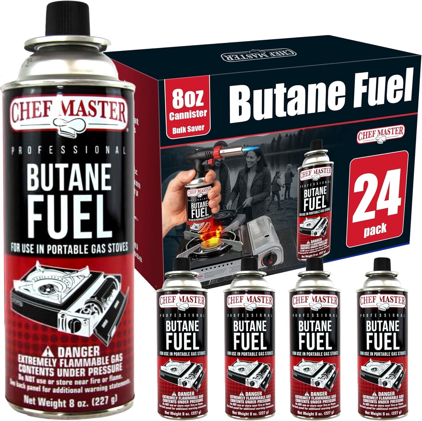 Recipiente butano 24x8oz para estufa camping y parrilla