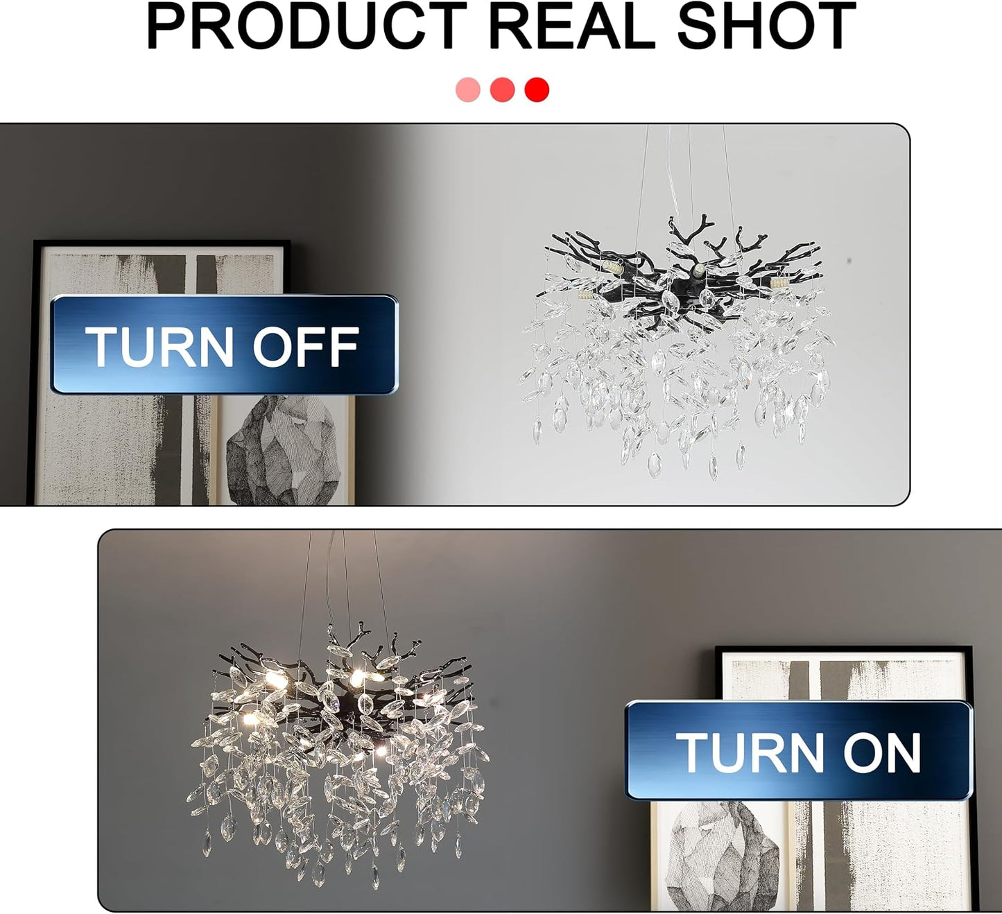 Candelabro ramas cristal 18pulg 6 luces color negro