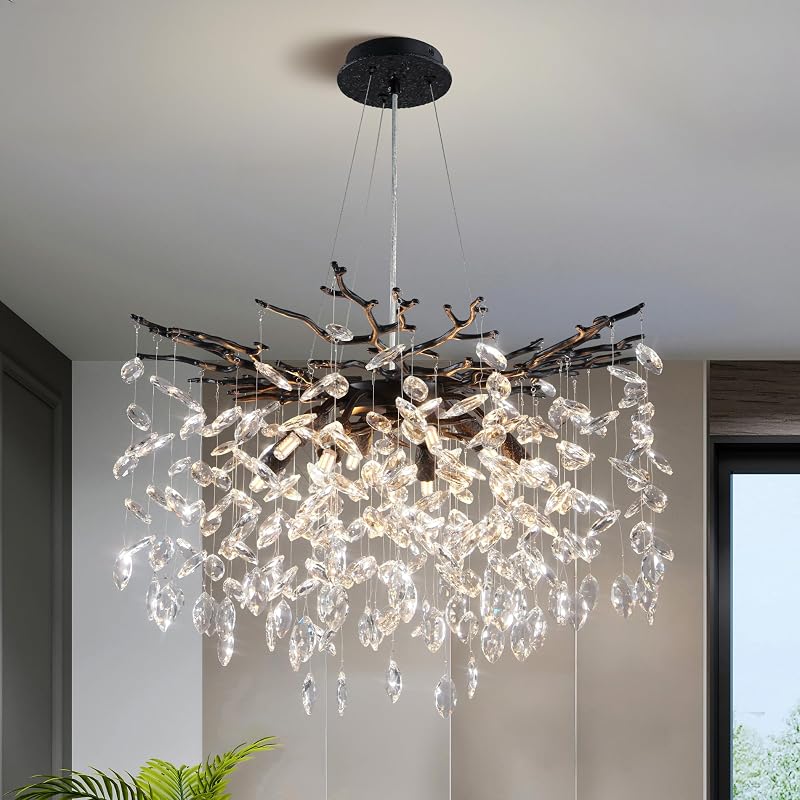 Candelabro cristal rama árbol 23.6" 8 lámparas comedor sala