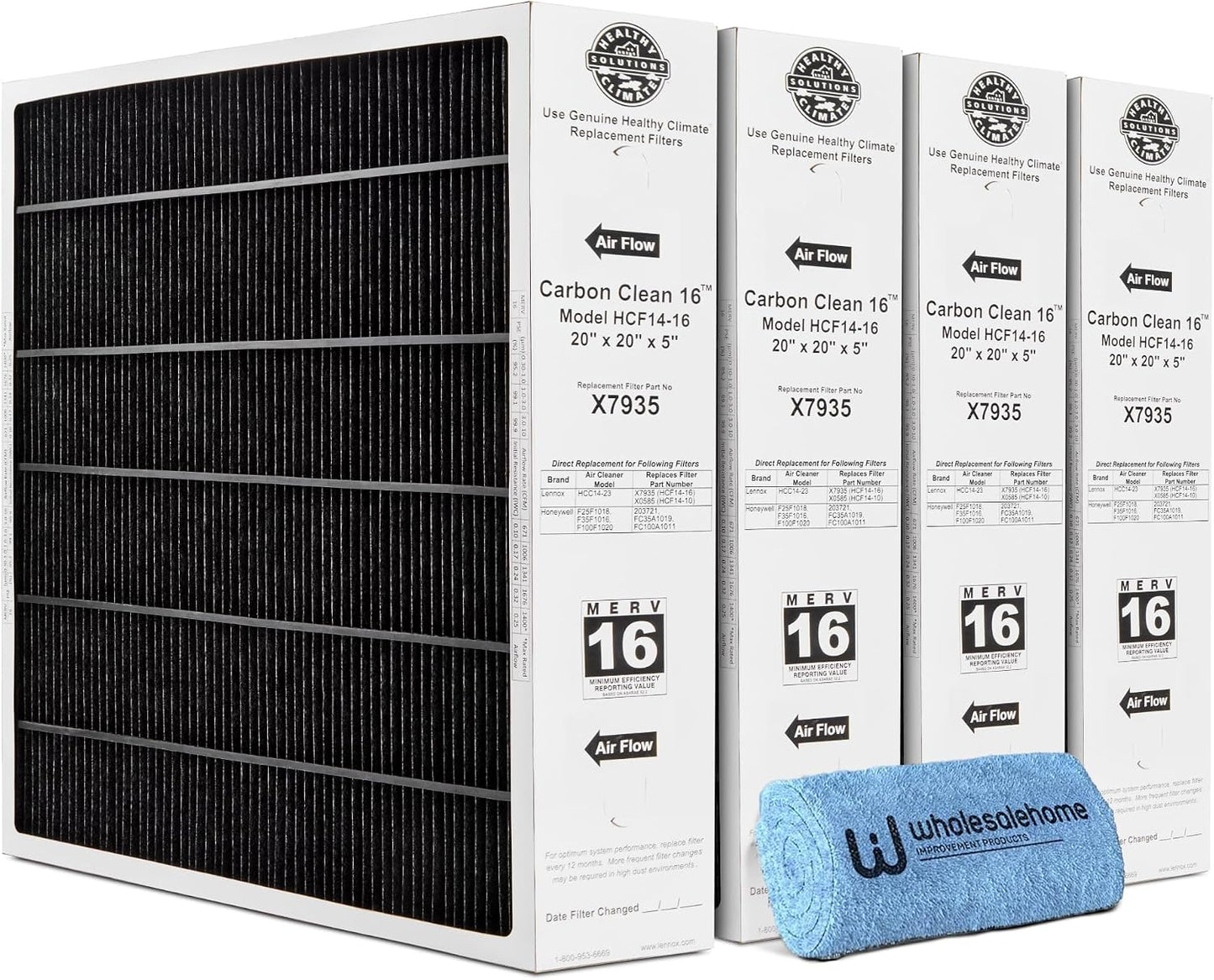 Filtro aire horno 20x20x5 MERV 16 pack 4 con paño limpieza