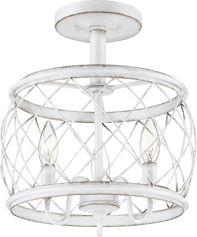 Iluminación techo 3 luces 180w blanco antiguo 14x13pulg