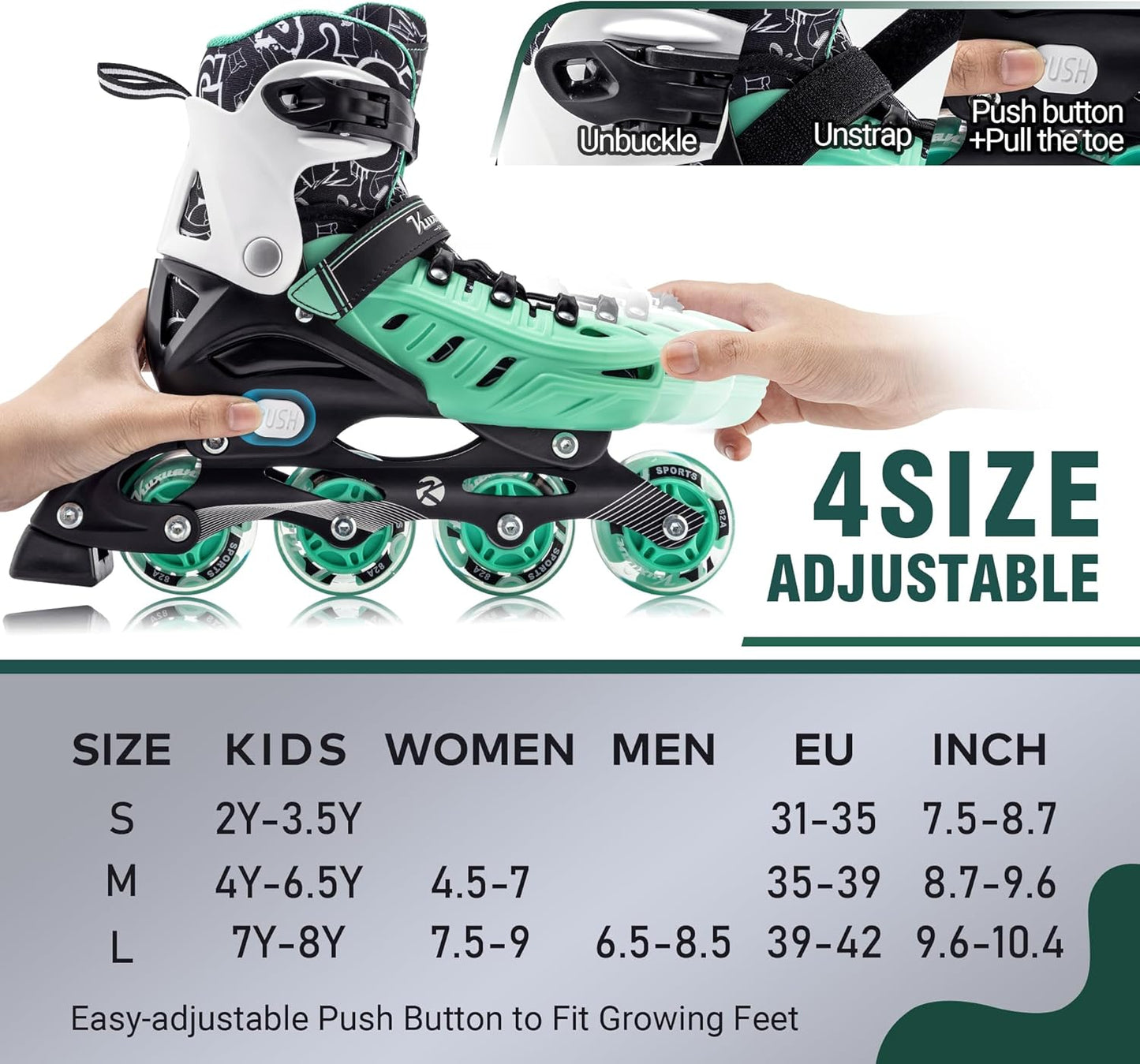 Patines en línea ajustables con ruedas iluminadas
