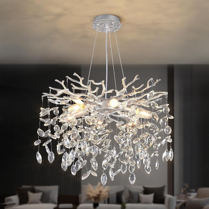 Candelabro cristal plateado 18" moderno para comedor