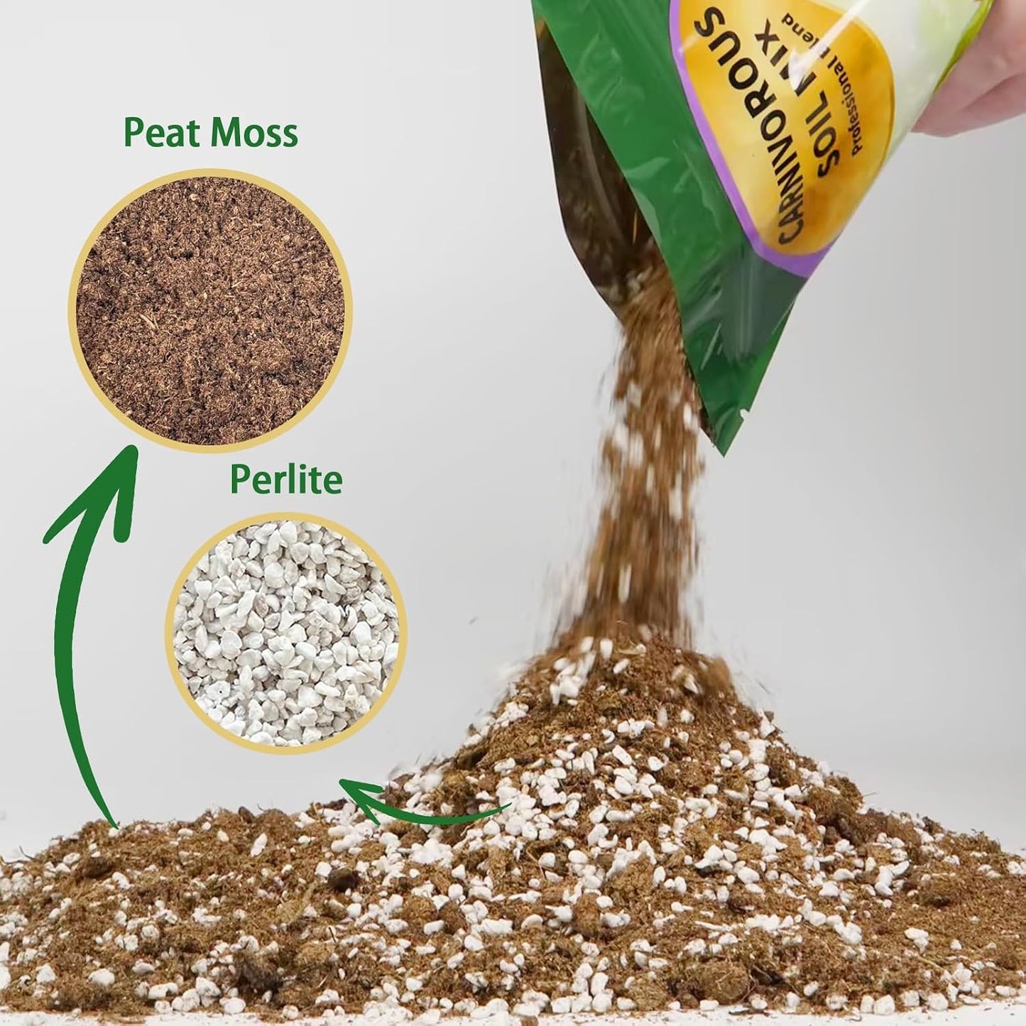Mezcla tierra para plantas carnívoras 1qt musgo perlita