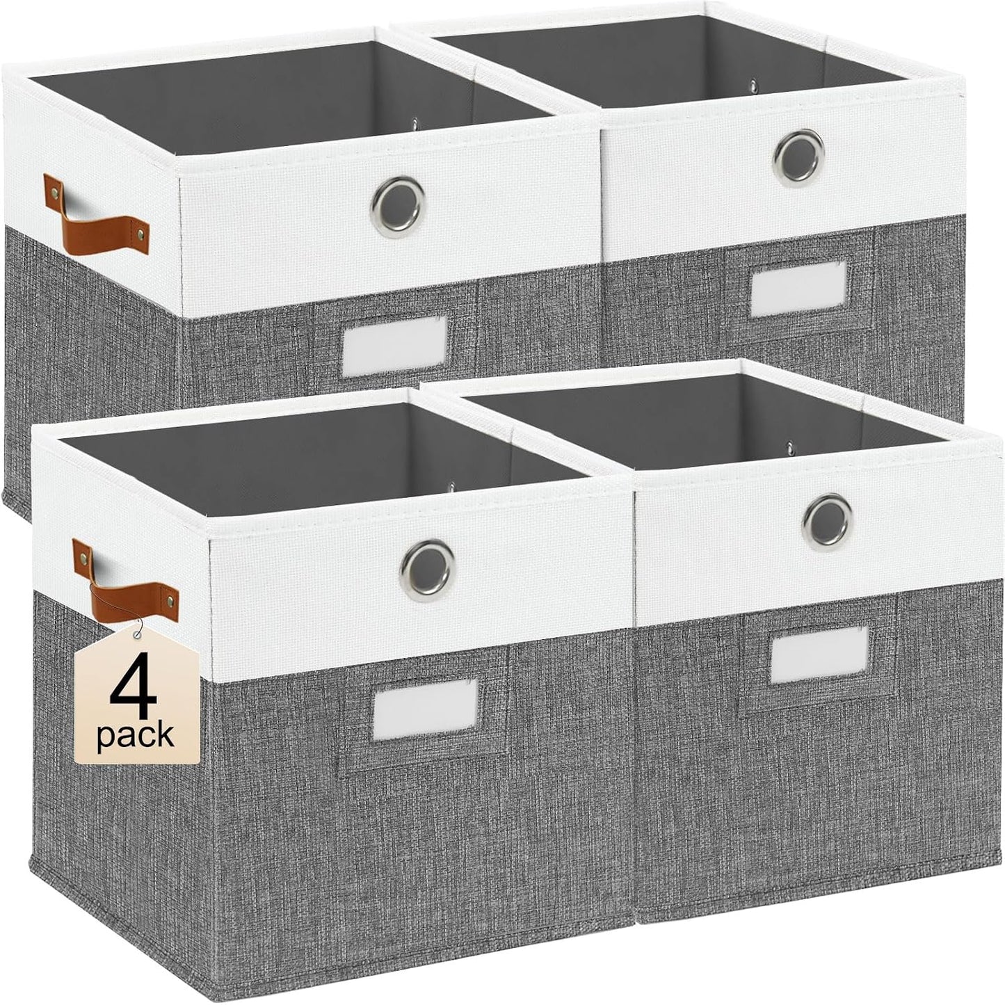 Set 4 Cubos Organizadores 11x11" Plegables con Asas Cuero