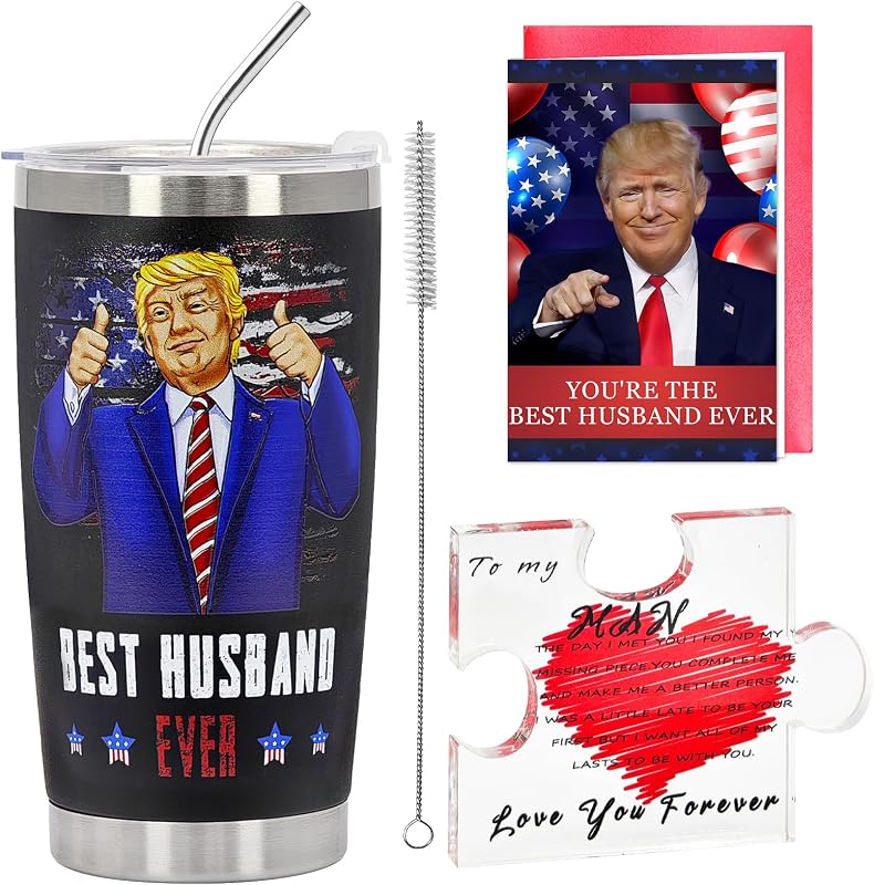 Caja regalo para marido con vaso 20oz y rompecabezas acrílico