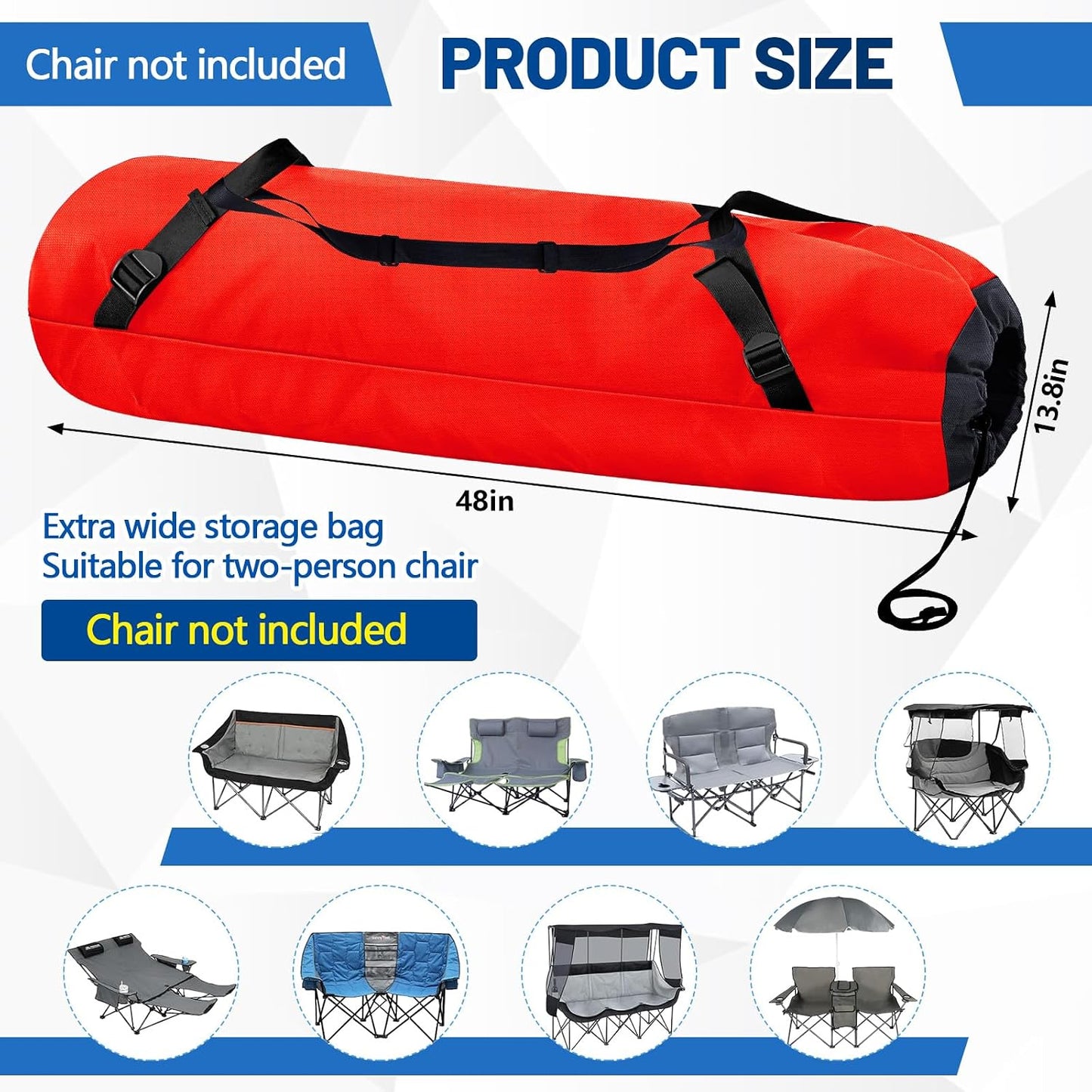 Bolsa silla plegable 48x13.8" 900D resistente con correa